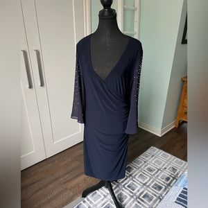 Joseph Ribkoff Navy Beaded Dress.